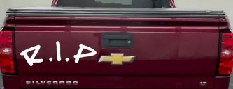 R.I.P Rest In Peace In Memory Of Car or Truck Window Decal Sticker (White)