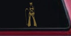 Cat Woman with Whip Car or Truck Window Vinyl Decal Sticker (Gold)