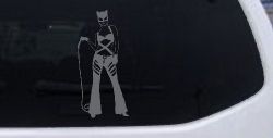 Cat Woman with Whip Car or Truck Window Decal Sticker (Silver)