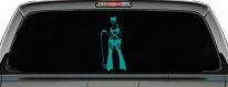 Cat Woman with Whip Car or Truck Window Vinyl Decal Sticker (Turquoise)