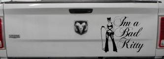 Cat Woman Im a Bad Kitty Car or Truck Window Decal Sticker (Black)