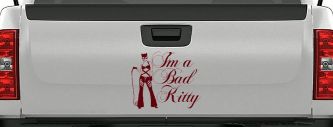 Cat Woman Im a Bad Kitty Car or Truck Window Vinyl Decal Sticker (Purple Red)