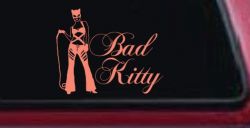Cat Woman Bad Kitty Car or Truck Window Decal Sticker (Coral)