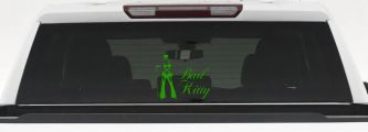 Cat Woman Bad Kitty Car or Truck Window Decal Sticker (Lime)