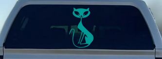Slim Cat Car or Truck Window Decal Sticker (Turquoise)