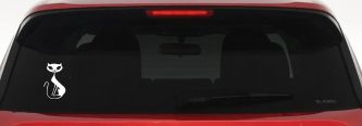 Slim Cat Car or Truck Window Decal Sticker (White)