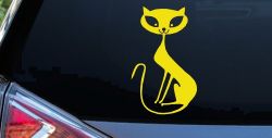 Slim Cat Car or Truck Window Decal Sticker (Yellow)