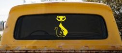 Slim Cat Car or Truck Window Vinyl Decal Sticker (Yellow)
