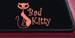 Slim Cat Bad Kitty Car or Truck Window Decal Sticker (Coral)