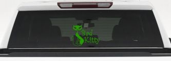 Slim Cat Bad Kitty Car or Truck Window Decal Sticker (Lime)