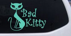 Slim Cat Bad Kitty Car or Truck Window Decal Sticker (Mint)