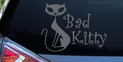 Slim Cat Bad Kitty Car or Truck Window Vinyl Decal Sticker (Silver)