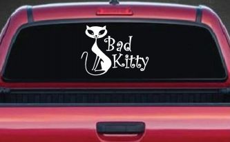 Slim Cat Bad Kitty Car or Truck Window Decal Sticker