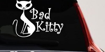 Slim Cat Bad Kitty Car or Truck Window Vinyl Decal Sticker