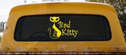 Slim Cat Bad Kitty Car or Truck Window Decal Sticker (Yellow)