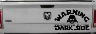 Darth Vader Warning Protected By The Dark Side Funny Car or Truck Window Decal Sticker (Black)