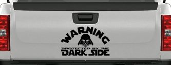 Darth Vader Warning Protected By The Dark Side Funny Car or Truck Window Decal Sticker (Black)
