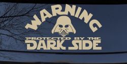 Darth Vader Warning Protected By The Dark Side Funny Car or Truck Window Decal Sticker (Desert Sand)