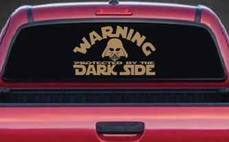 Darth Vader Warning Protected By The Dark Side Funny Car or Truck Window Decal Sticker (Light Brown)