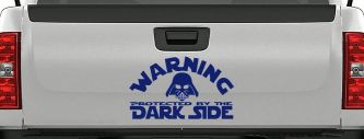 Darth Vader Warning Protected By The Dark Side Funny Car or Truck Window Decal Sticker (Navy)
