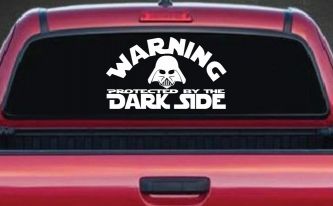 Darth Vader Warning Protected By The Dark Side Funny Car or Truck Window Decal Sticker
