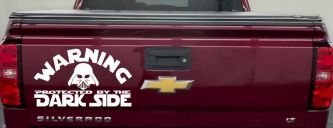 Darth Vader Warning Protected By The Dark Side Funny Car or Truck Window Decal Sticker (White)