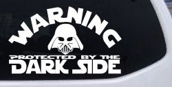 Darth Vader Warning Protected By The Dark Side Funny Car or Truck Window Decal Sticker