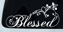 Blessed With Swirls Hearts Christian Car or Truck Window Decal Sticker
