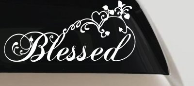 Blessed With Swirls Hearts Christian Car or Truck Window Vinyl Decal Sticker