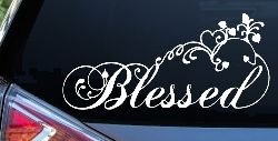 Blessed With Swirls Hearts Christian Car or Truck Window Decal Sticker