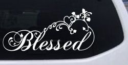 Blessed With Swirls Hearts Christian Car or Truck Window Decal Sticker