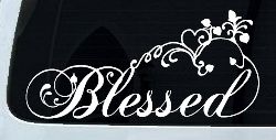 Blessed With Swirls Hearts Christian Car or Truck Window Decal Sticker