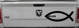 Christian Fish Faith Car or Truck Window Vinyl Decal Sticker (Black)