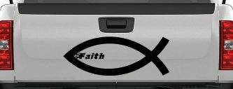 Christian Fish Faith Car or Truck Window Decal Sticker (Black)