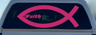 Christian Fish Faith Car or Truck Window Decal Sticker (Hot Pink)