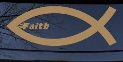 Christian Fish Faith Car or Truck Window Decal Sticker (Light Brown)