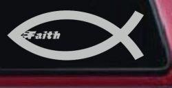Christian Fish Faith Car or Truck Window Decal Sticker (Light Gray)