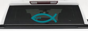 Christian Fish Faith Car or Truck Window Decal Sticker (Turquoise Blue)