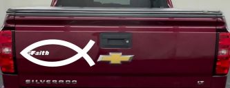 Christian Fish Faith Car or Truck Window Decal Sticker (White)