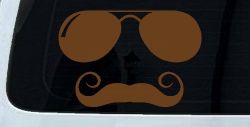 Sunglasses Handlebar Mustache Funny Car or Truck Window Decal Sticker (Copper)