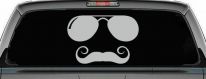 Sunglasses Handlebar Mustache Funny Car or Truck Window Decal Sticker (Light Gray)