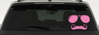 Sunglasses Handlebar Mustache Funny Car or Truck Window Vinyl Decal Sticker (Pink)