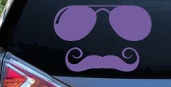 Sunglasses Handlebar Mustache Funny Car or Truck Window Vinyl Decal Sticker (Purple)
