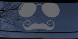 Sunglasses Handlebar Mustache Funny Car or Truck Window Decal Sticker (Silver)
