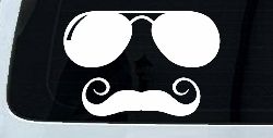 Sunglasses Handlebar Mustache Funny Car or Truck Window Decal Sticker