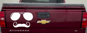Sunglasses Handlebar Mustache Funny Car or Truck Window Decal Sticker (White)