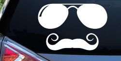 Sunglasses Handlebar Mustache Funny Car or Truck Window Decal Sticker