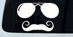 Sunglasses Handlebar Mustache Funny Car or Truck Window Decal Sticker