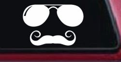 Sunglasses Handlebar Mustache Funny Car or Truck Window Decal Sticker