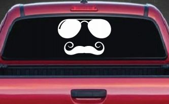 Sunglasses Handlebar Mustache Funny Car or Truck Window Decal Sticker